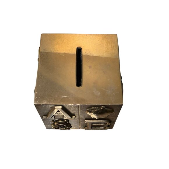 Vintage Metal Alphabet Block Coin Bank - Picture 6 of 9